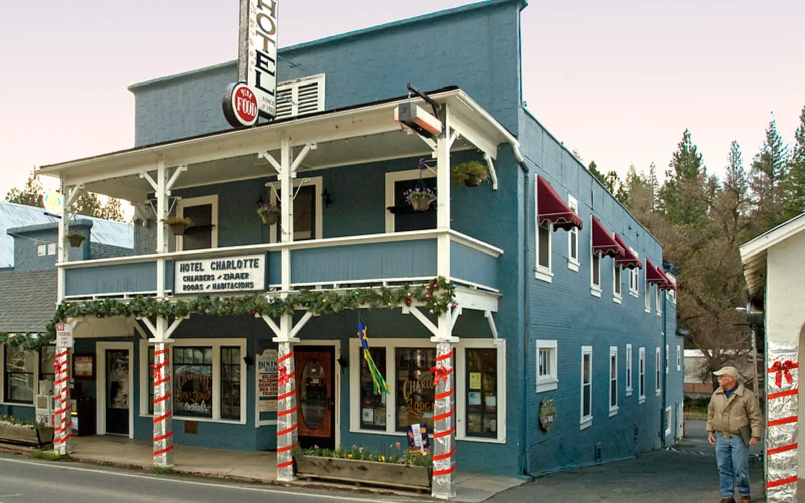 Historic hotel building in downtown Groveland, California